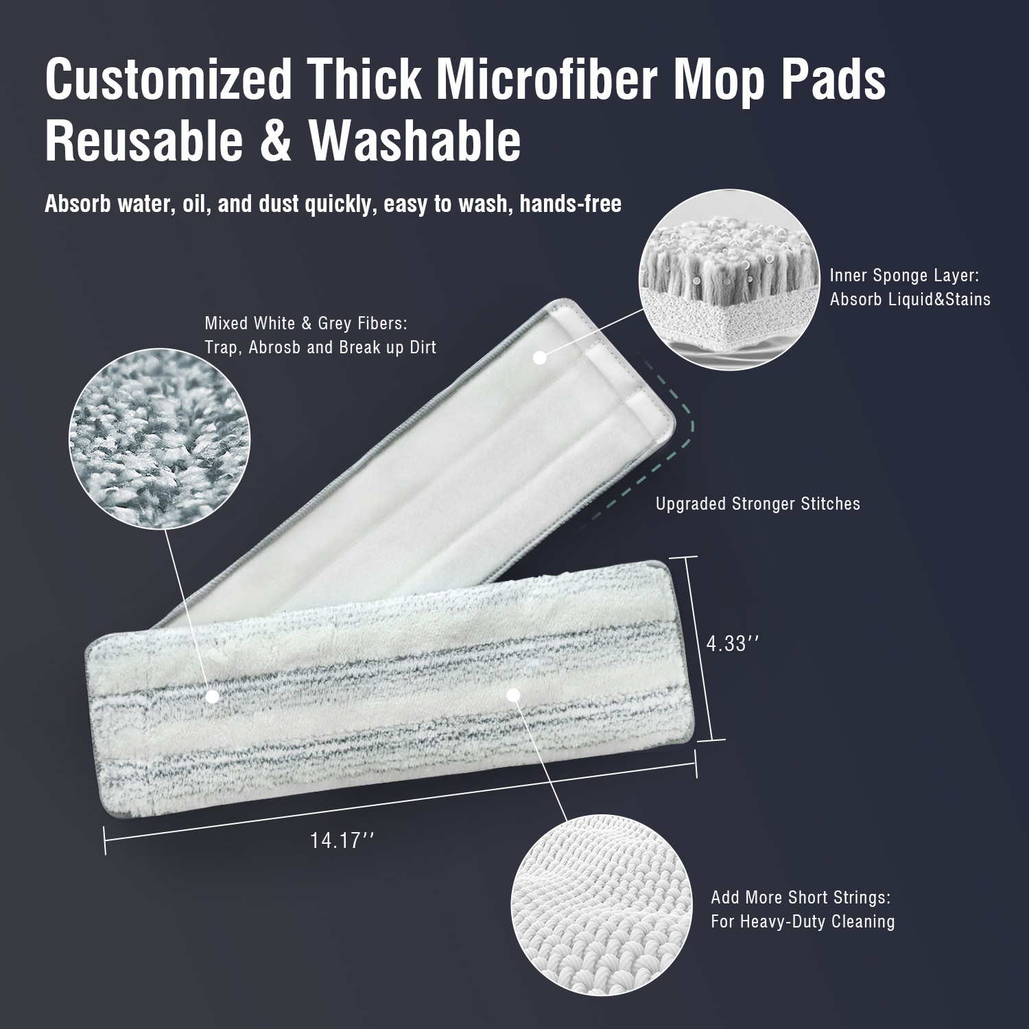 Hands Free Flat Mop and Bucket Set Floor Cleaning with 2pcs Microfiber Mop Pads