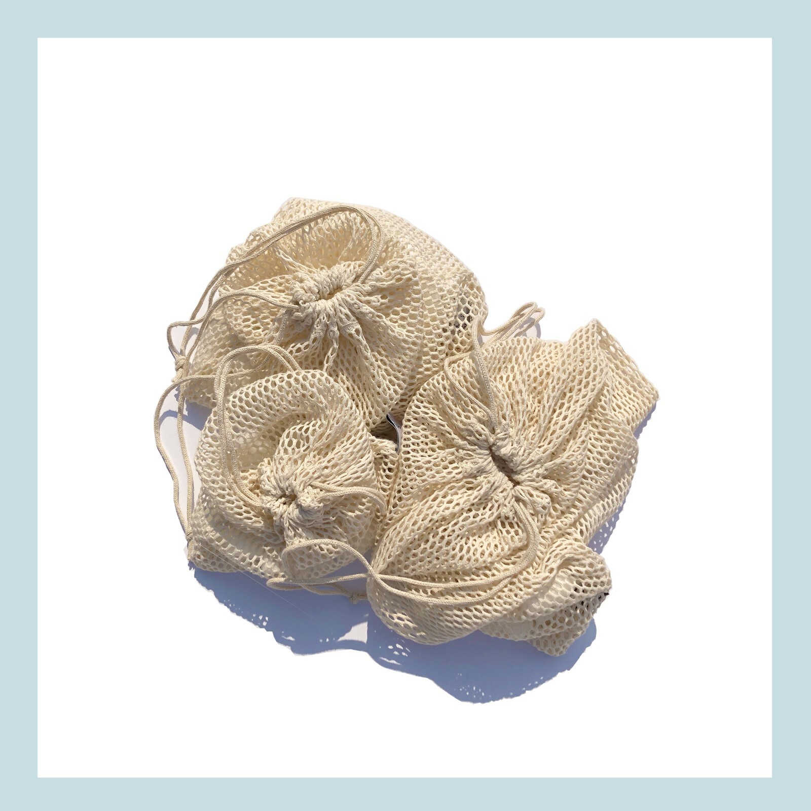 100% Cotton Reusable Produce Muslin Bags – Mesh Drawstring Storage Pouch