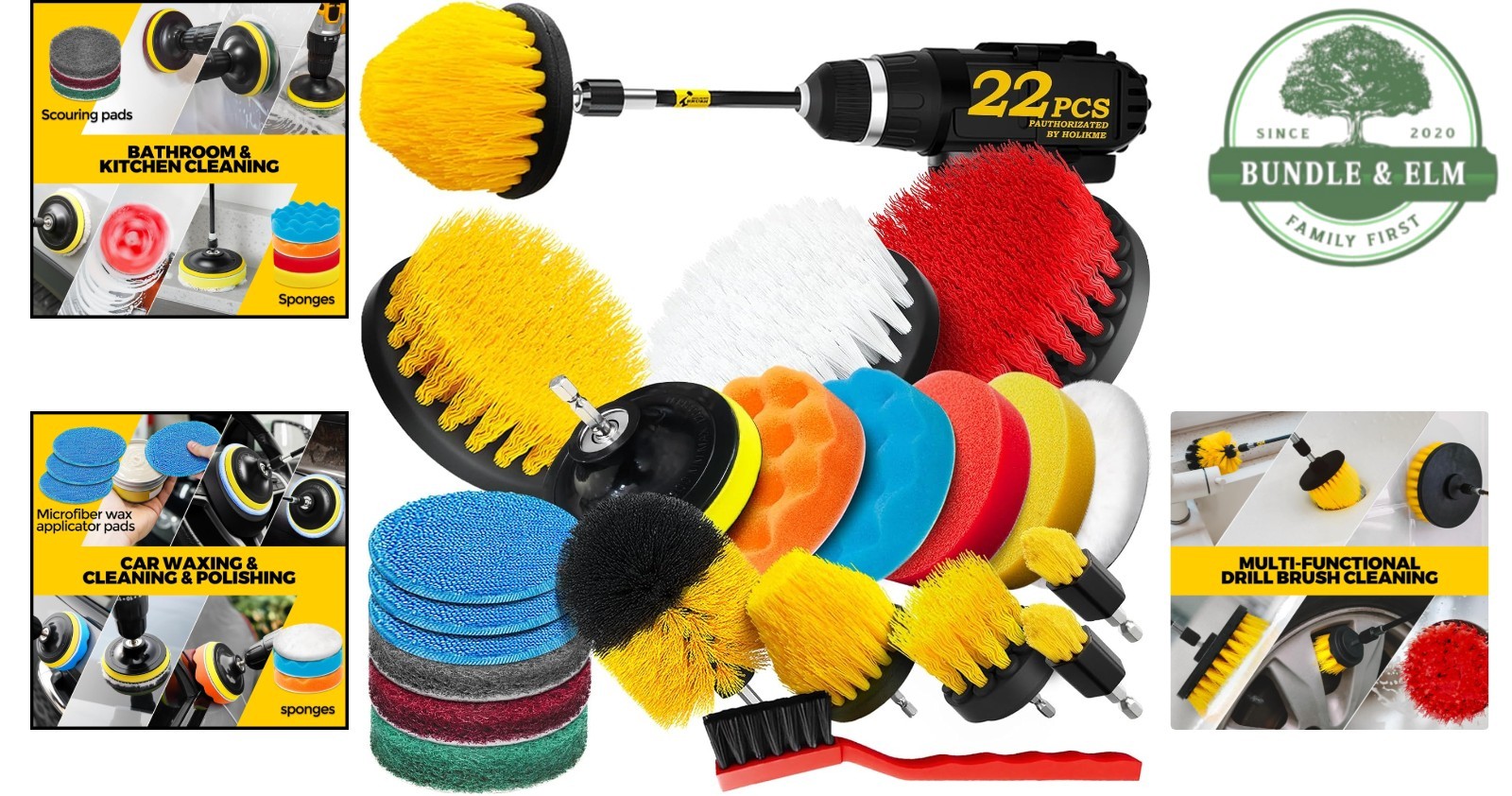 22-Pack Drill Brush Attachment Set for Ultimate Home & Car Cleaning Efficiency