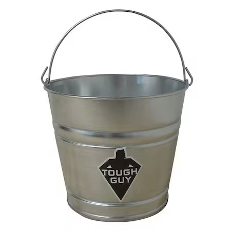 2 Gal Round Bucket, 9 In H, 10 In Dia, Silver, Galvanized Steel, 2Mpe5