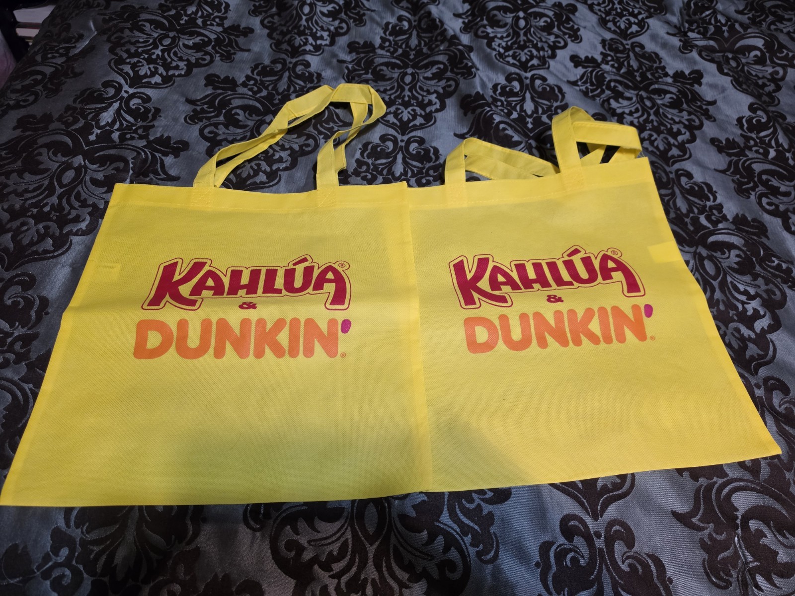 2- Kahlua & Dunkin Yellow Resuable Shopping Bags