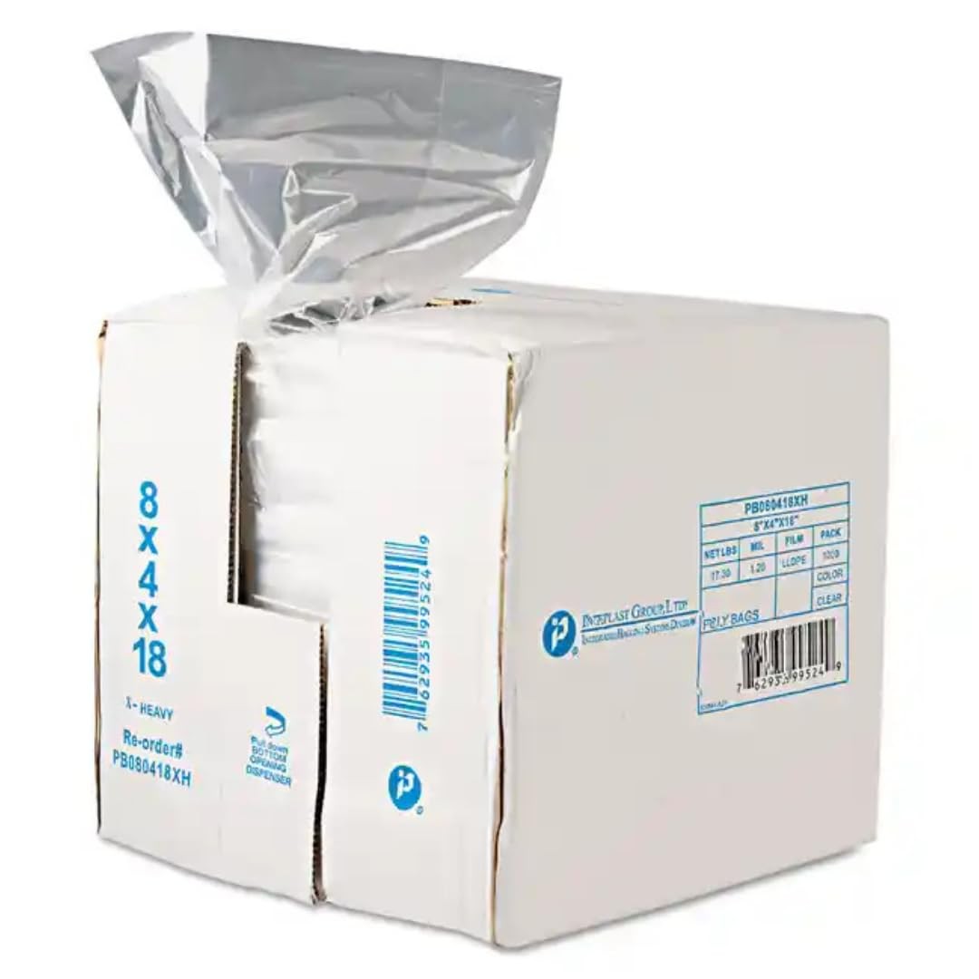 Inteplast Group PB080418R Get Reddi Food & Poly Bag, 8 x 4 x 18, 8-Quart, 0.6…