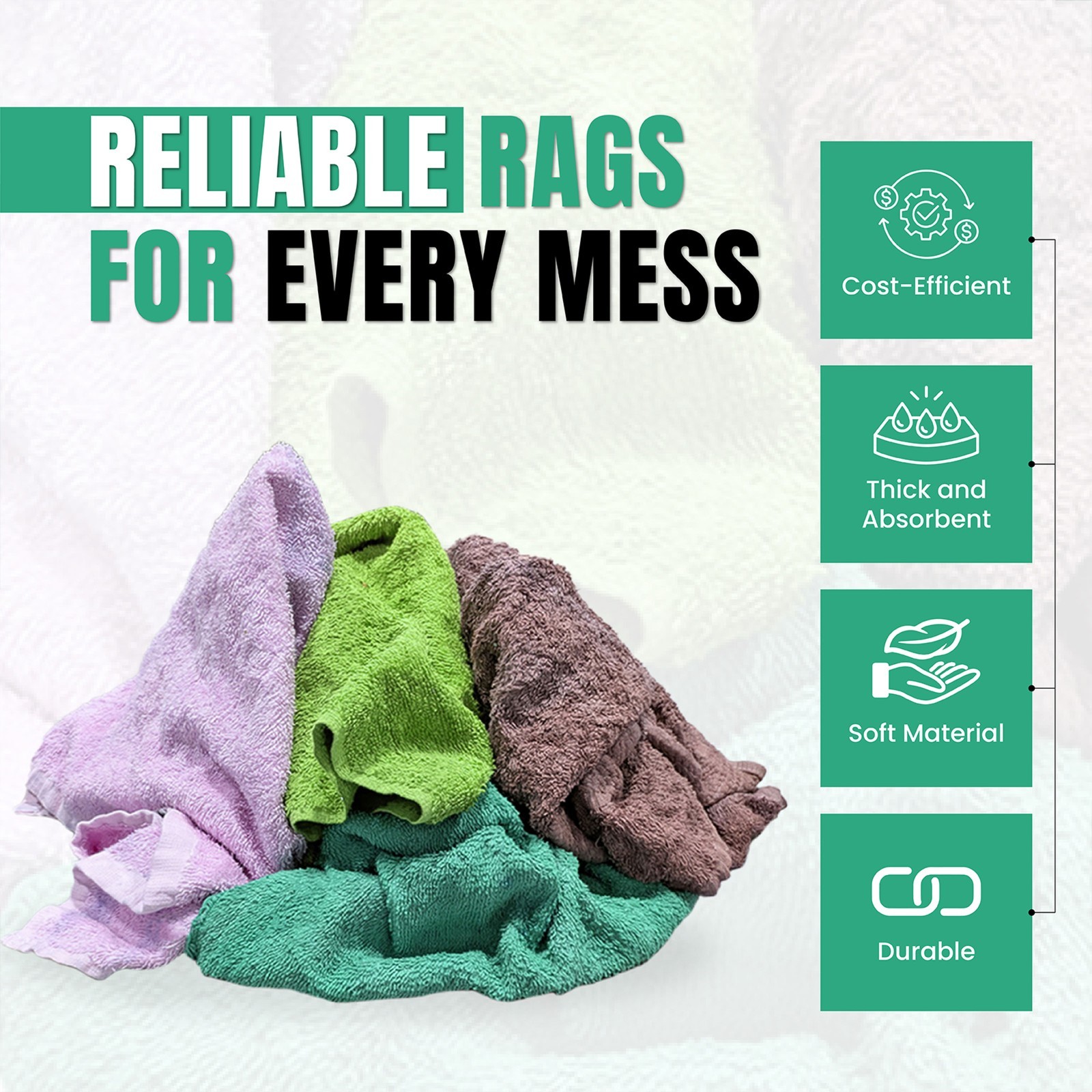 Bulk Recycled Color Terry Towel Rags – Shop Cleaning Wiping Cloths – Boxes