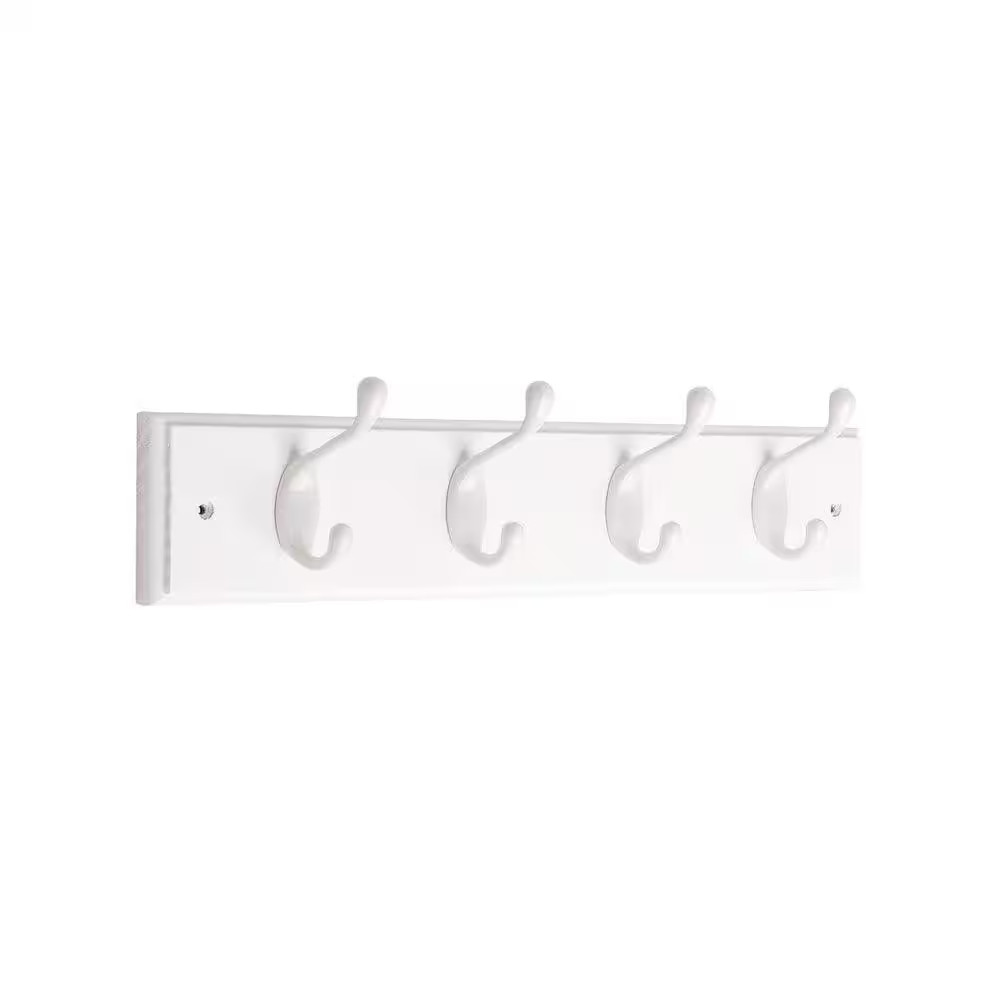 3.5 In. H X 18 In. L MDF 35 Lbs. Load Capacity Coat and Hat Hook Rack, White