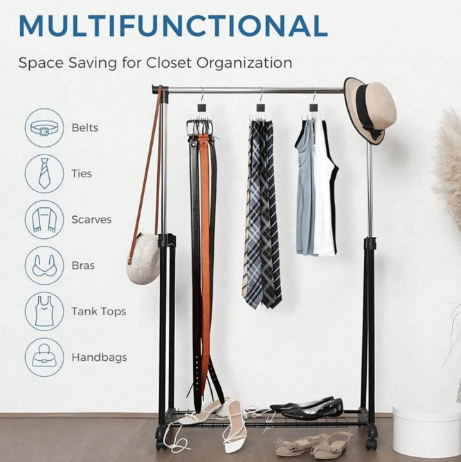 1 pc 360° Rotating Belt Hanger Closet Organizer for Ties, Bras & Accessories