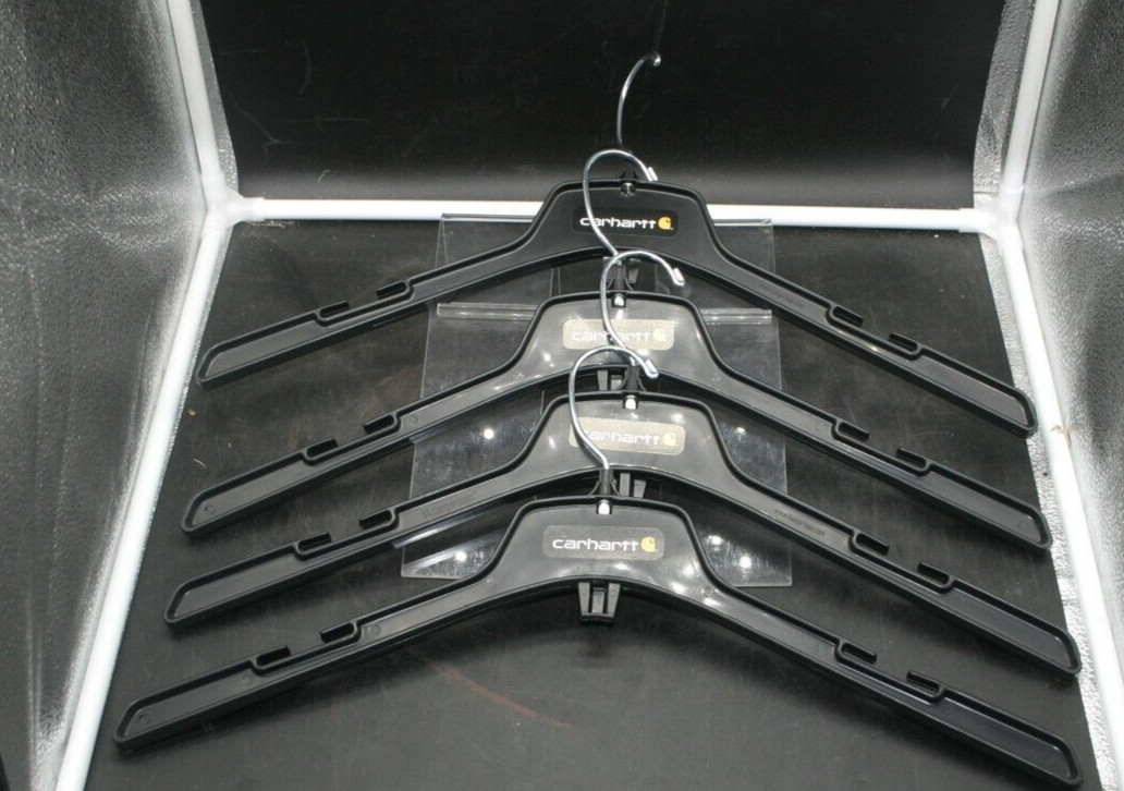 Carhartt Black Plastic 19″ Adult Sized Clothing / Jacket Hanger (Lot of 4) NEW!