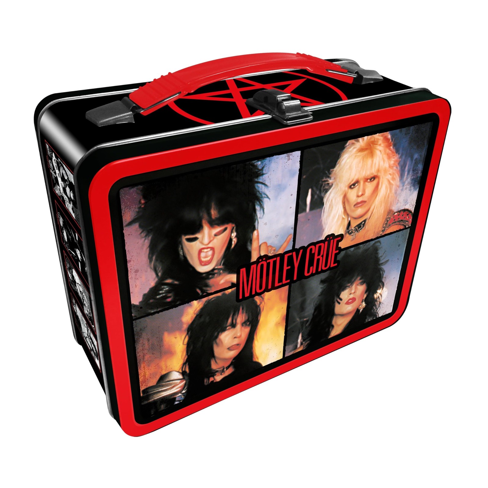 Motley Crue Fun Box – Sturdy Tin Storage Box with Plastic Handle & Embossed