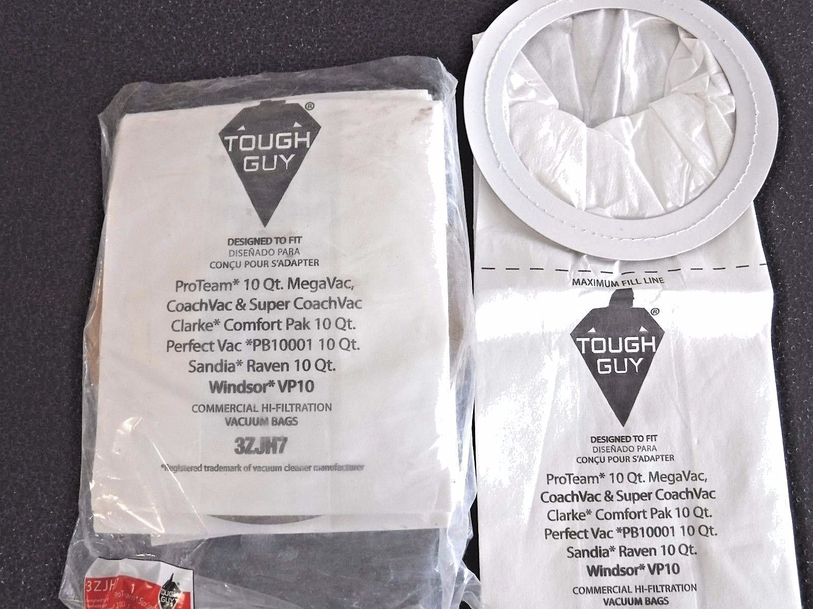 3ZJH7 Filter Bag, 2-Ply, Paper, PK 10 (E)