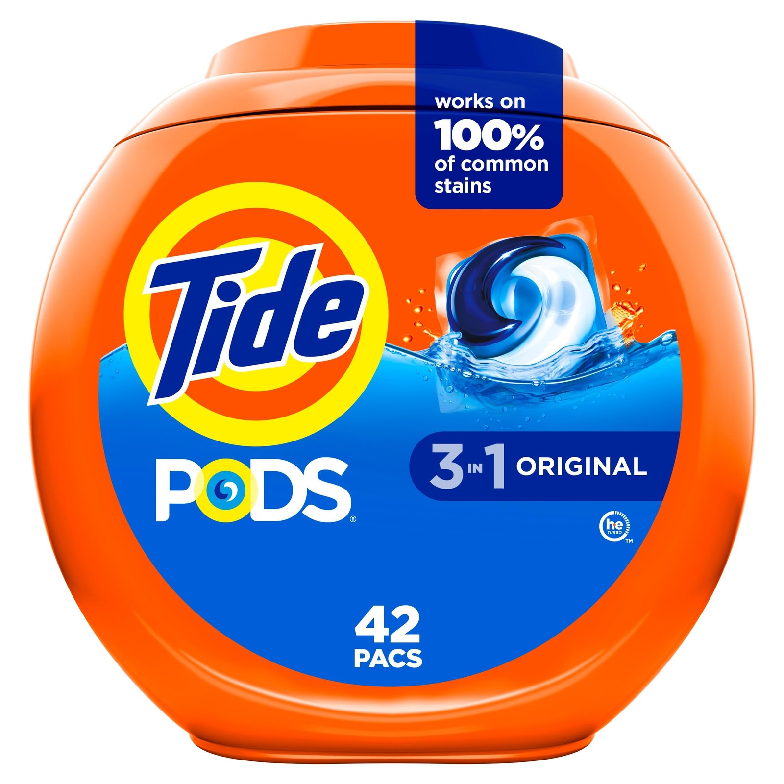 Tide PODS laundry detergent pacs, 3-in-1 Stain Remover, 42 Count (Pack of 1)