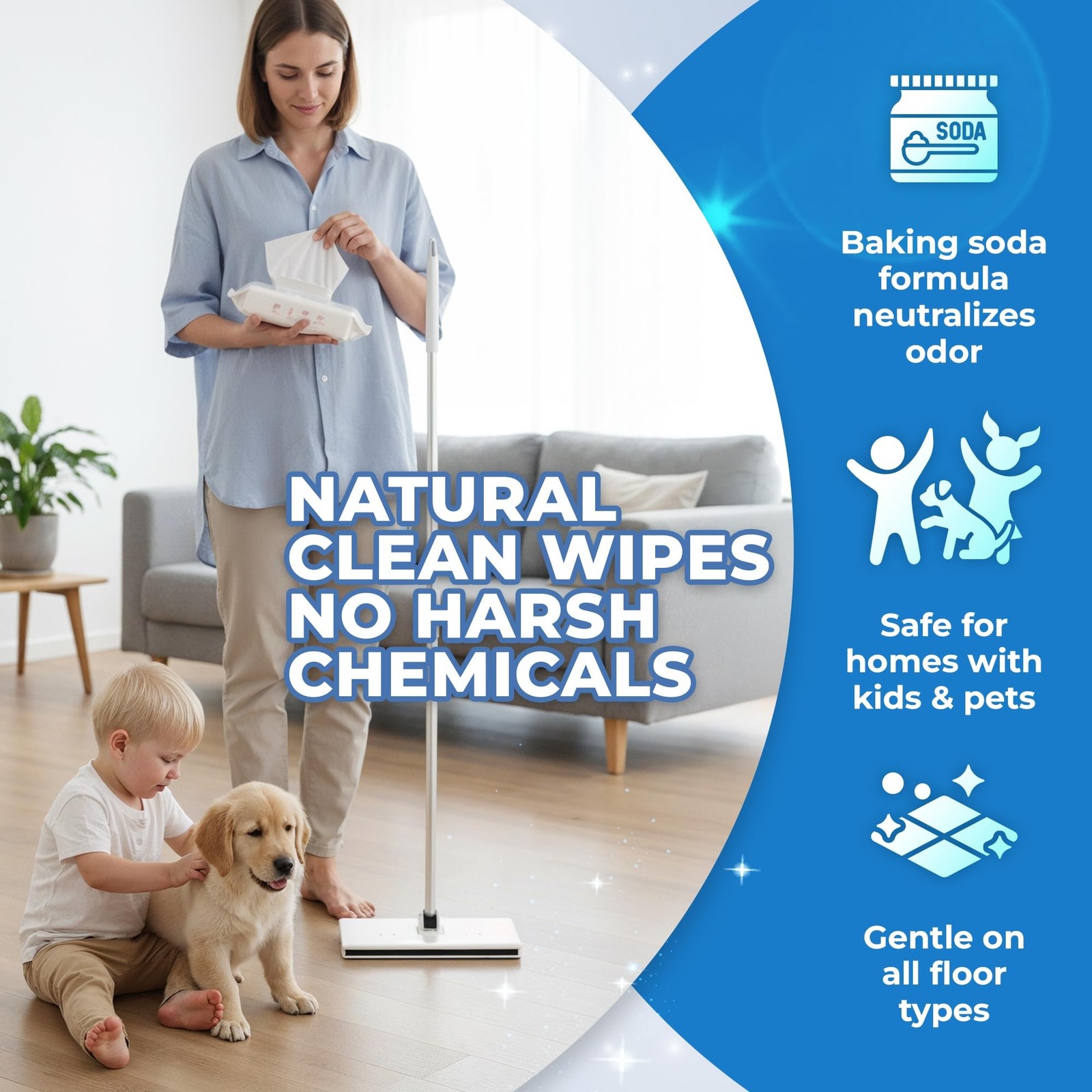 Hands-Free Flat Floor Mop & Sweeper – Foot-Tap Lock System Compatible with Mo…