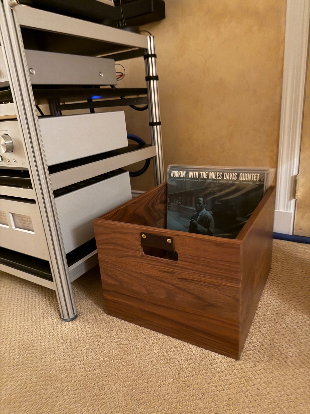 Record LP Crate, Storage Box, Solid Walnut, Dovetail Joinery, Symbol Audio