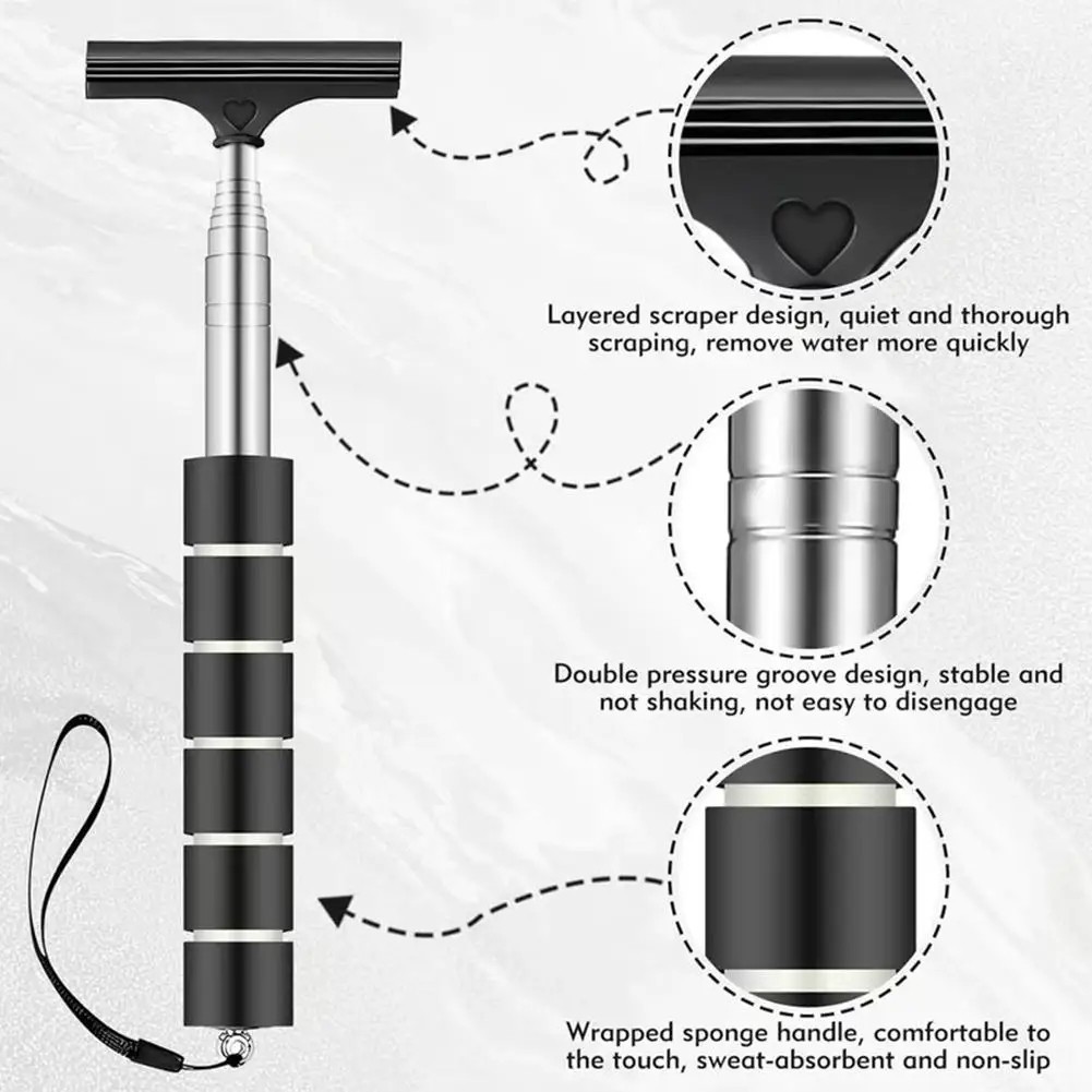 Portable Car Window Wiper Extendable Handle Glass Mirror Cleaner Cleaning Tool