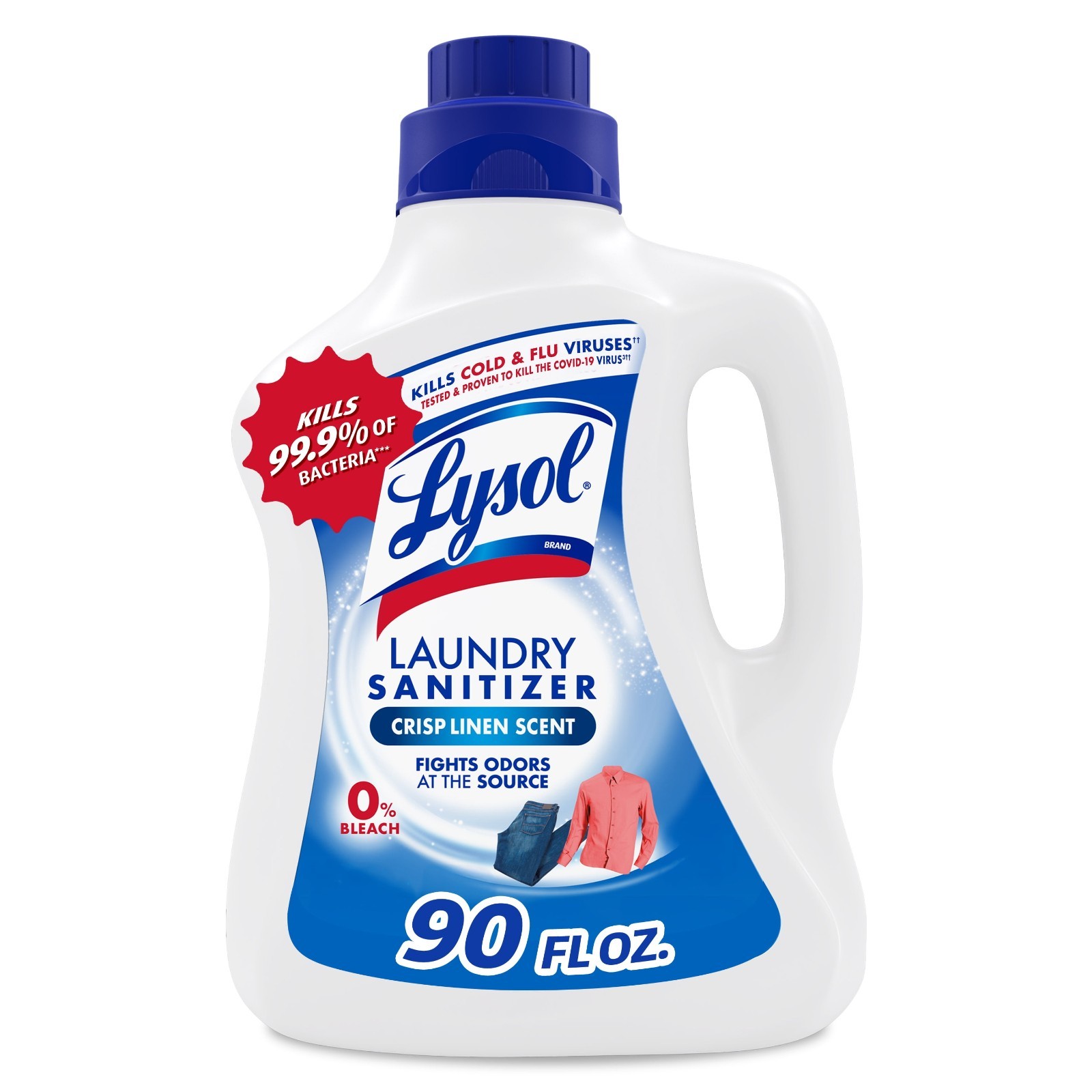 3PK Lysol Laundry Sanitizer Additive, Crisp Linen, 90 fl oz, Liquid, Bleach Free