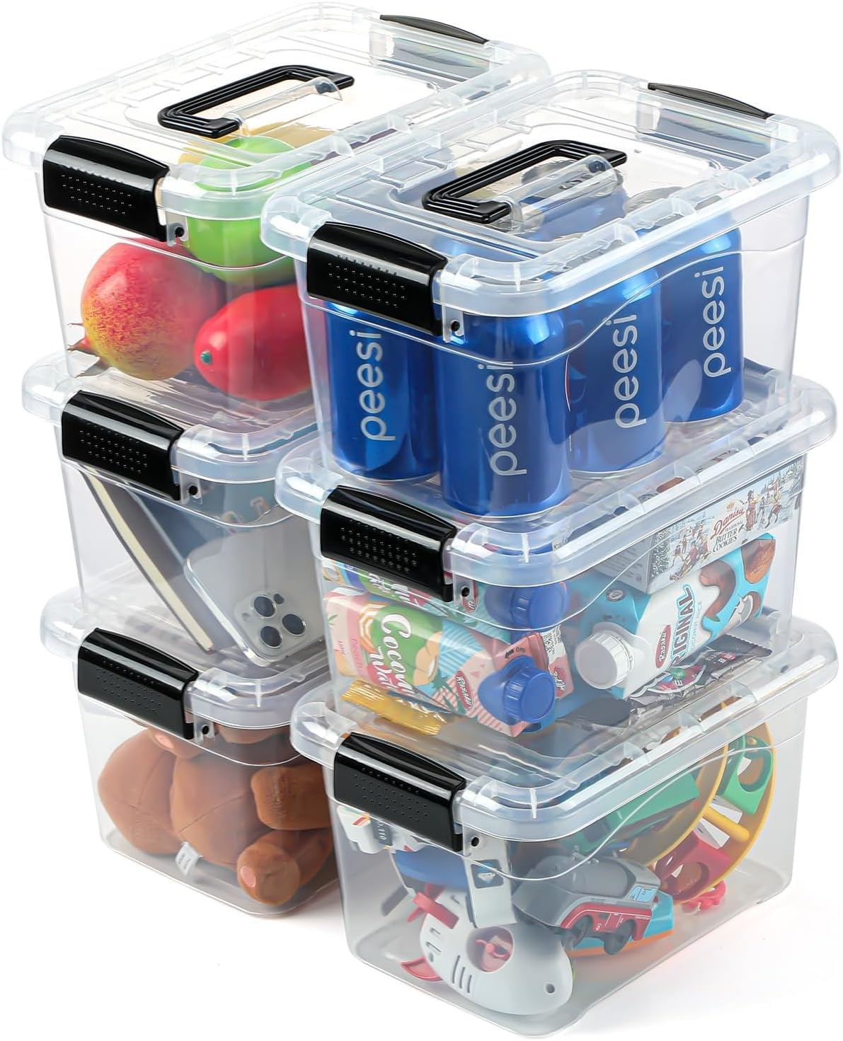 6-Pack Stackable Plastic Storage Bins with Lids, 7 Quart Organizers for Home & O