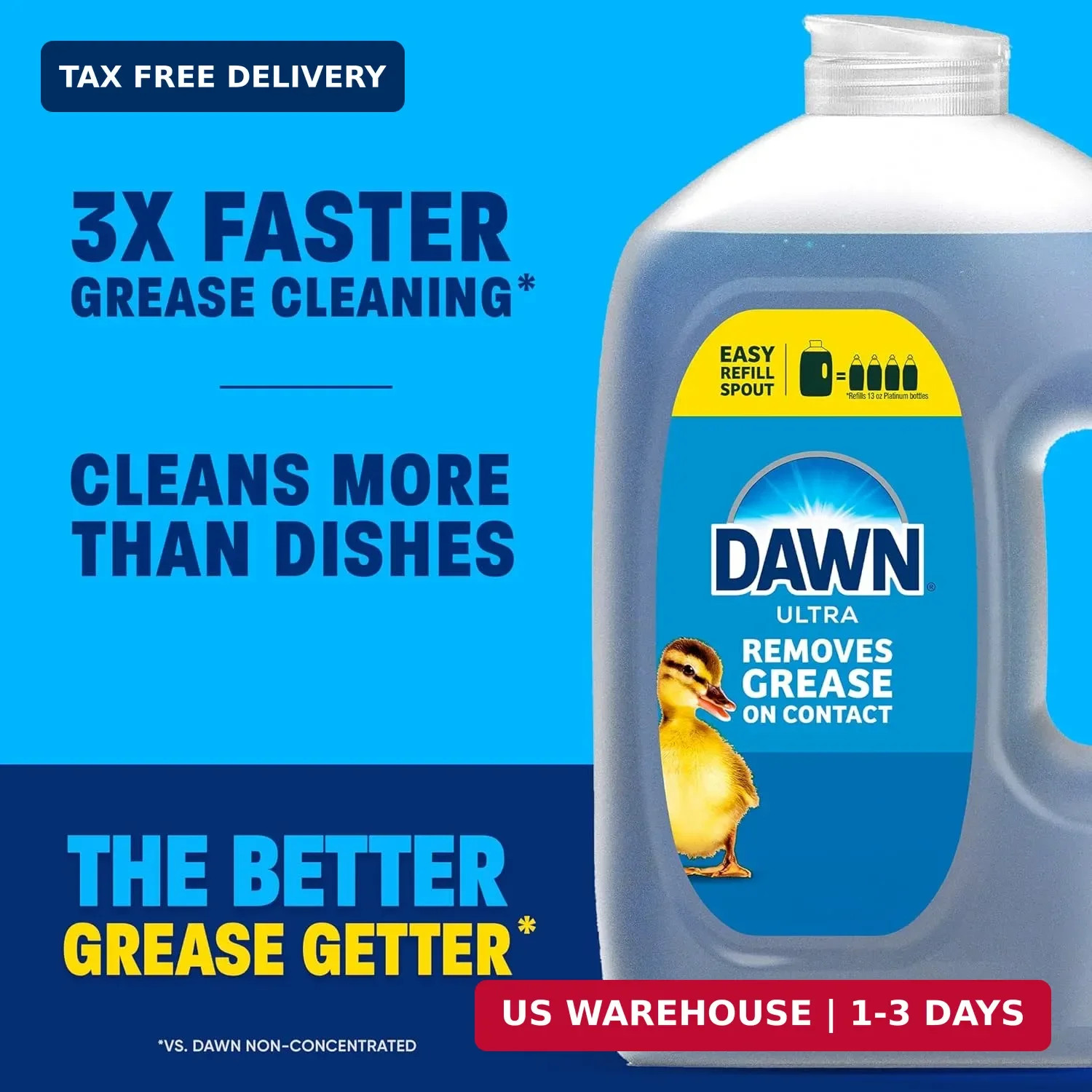 Dawn Ultra Dish Soap Refill Jug Large Size Original Blue Liquid Dishwashing Dete