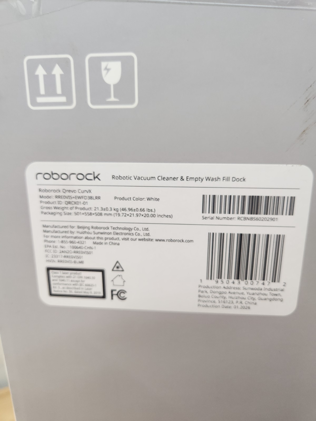 Roborock Qrevo CurvX Robot Vacuum Cleaner & Fill Dock (QRCX01-01) -NEW/SEALED-
