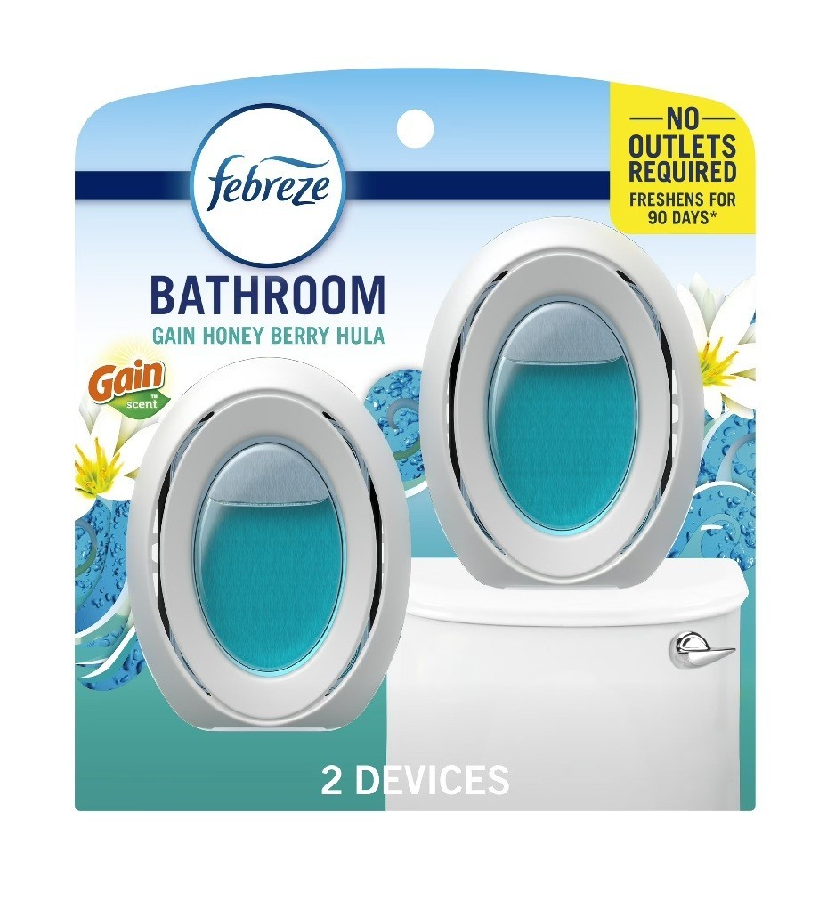 Febreze Bathroom Air Freshener, Small Spaces Odor-Fighting, 2 Count