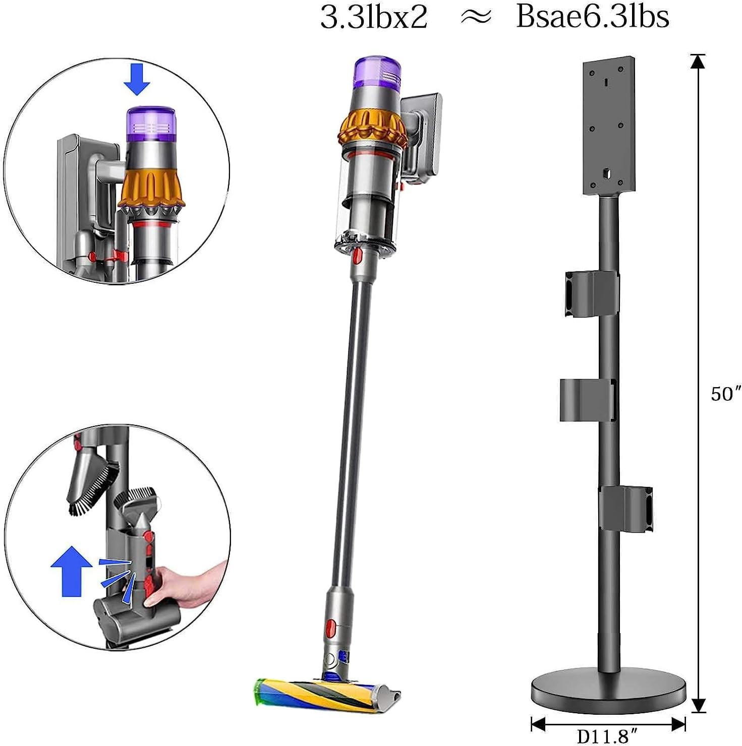 Vacuum Cleaner Stand Compatible with Dyson V6/V7/V8/V9/V10/V12/V15 Models