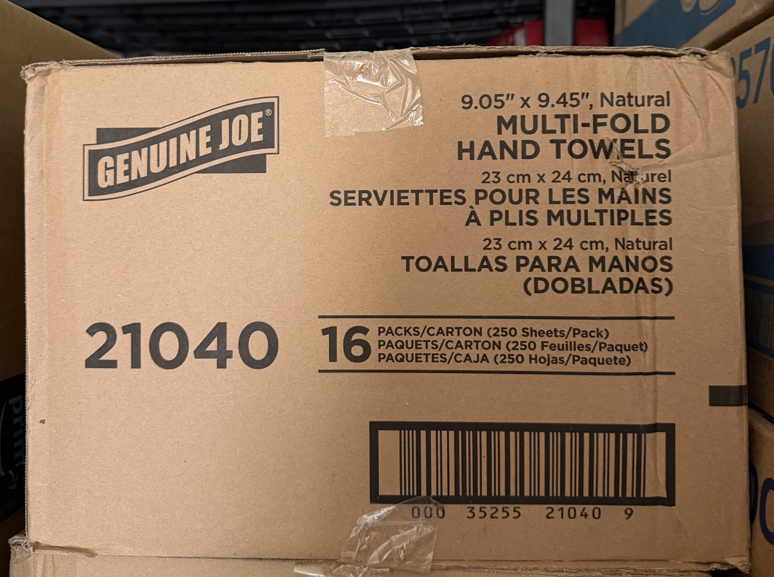 Genuine Joe 21040 Multifold 1Ply Towels 250 Sheets/Pack 16 Packs/Carton Natural
