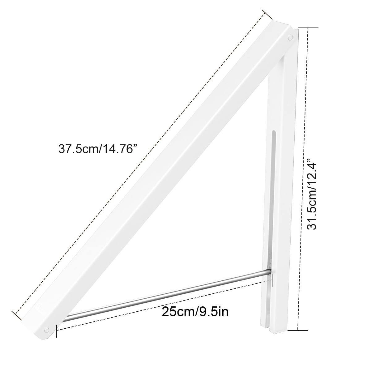 Folding Clothes Hanger Wall Mounted Retractable Rack Aluminum White Hanger