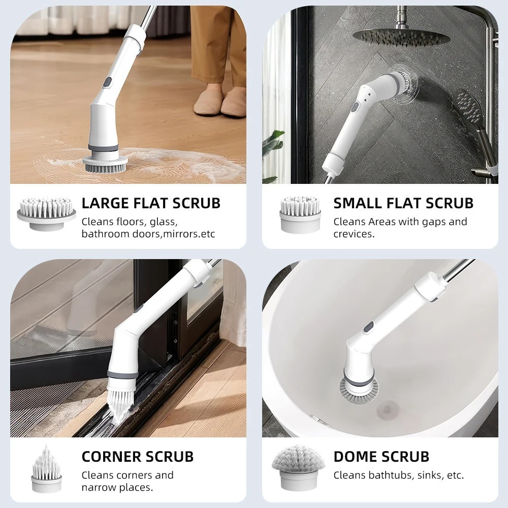 Electric Cleaning Brush 9 in 1 Multifunctional Wireless Rotatable Cleaning Brush