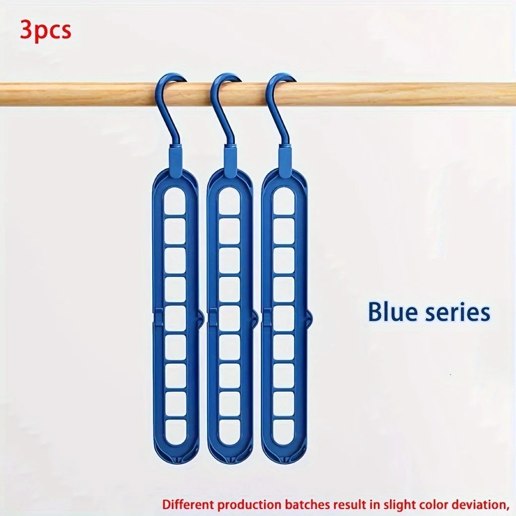 3PCS 9-Hole Foldable Clothes Hangers Space Saving Wardrobe Closet Organizer