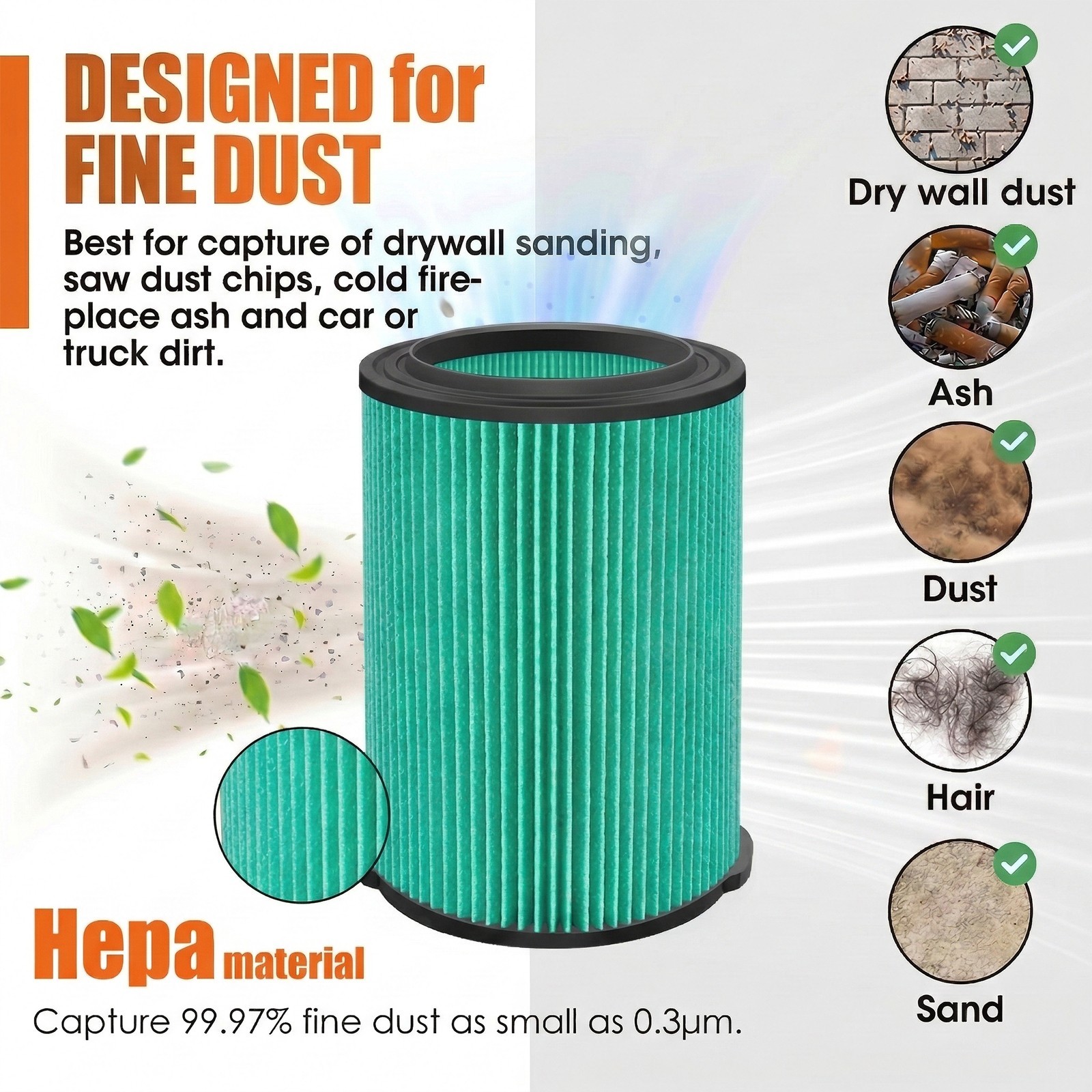 2Pack VF6000 5-Layer Filter Fits Ridgid Shop Vac 5-20 Gal Wet Dry Vacuums