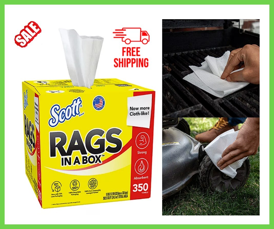 Scott Shop Rags In A Box 350 Sheets Strong and Durable – NEW FAST SHIP
