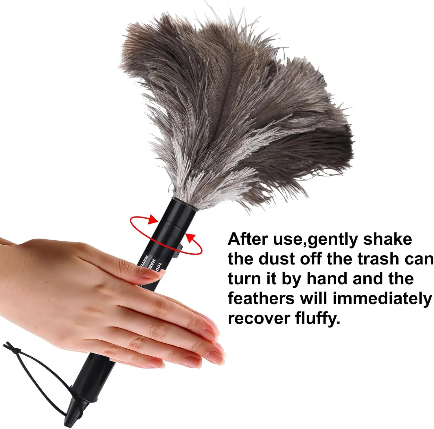 Aldwin Ostrich Feather Duster Retractable 1 Pack,16 inch Genuine Fluffy Natural