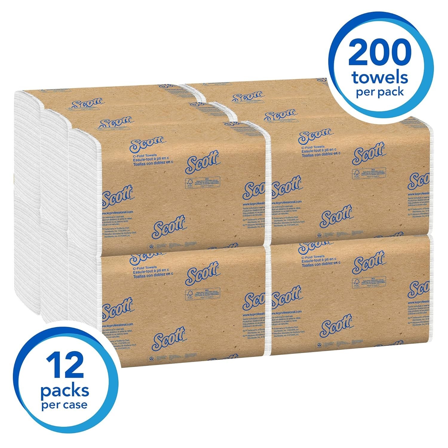 Scott C-Fold Paper Towels (01510) 200 Pack / 12 Pack Case = 2400 Towels