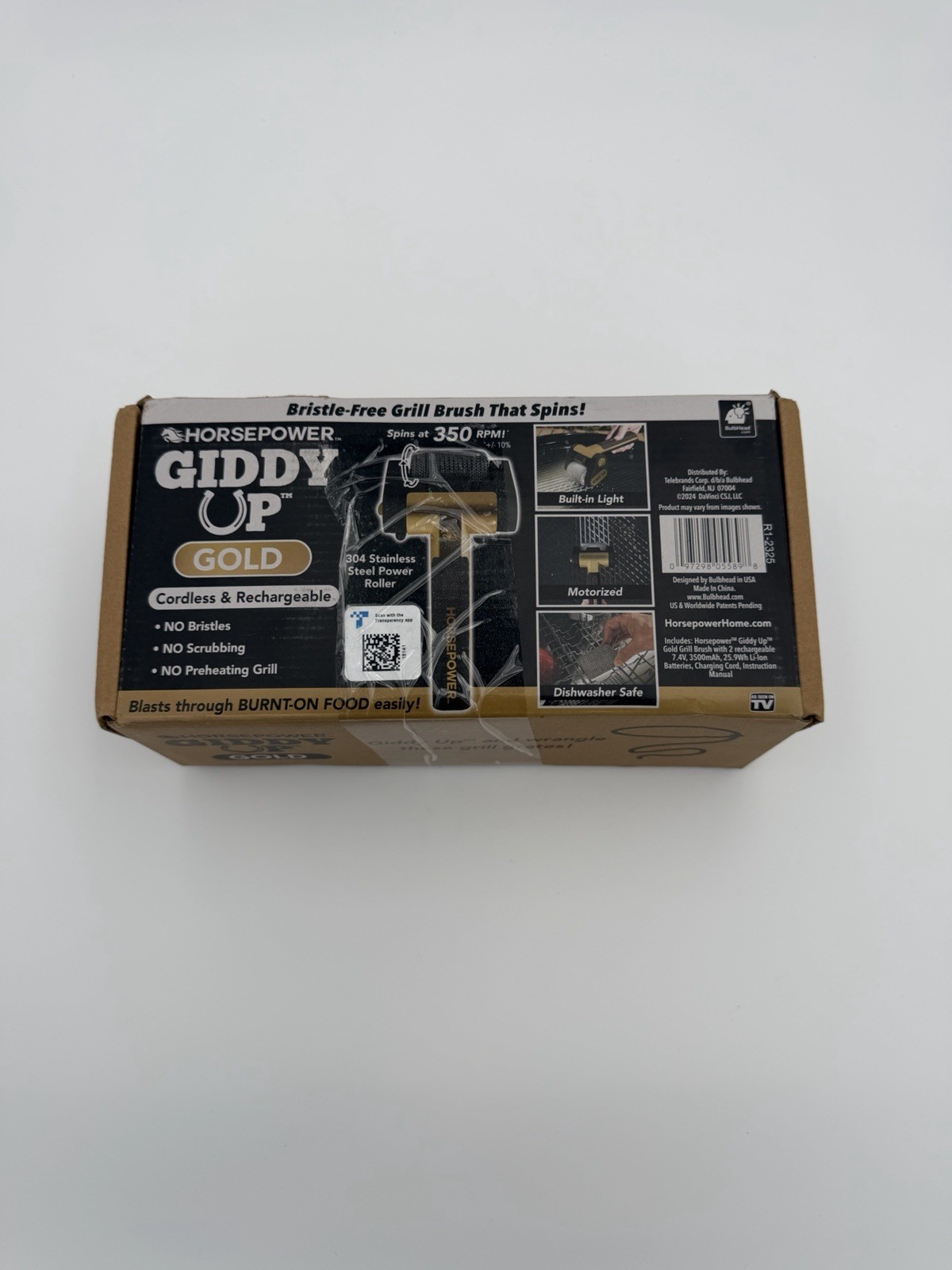 Horsepower Giddy Up GOLD Bristle-Free Spinning Grill Brush w/LED