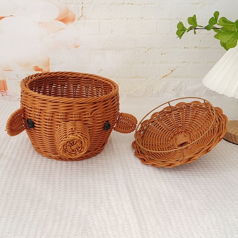 Compact Plastic Woven Look Organizers Bin For Fruits Vegetables And Toy