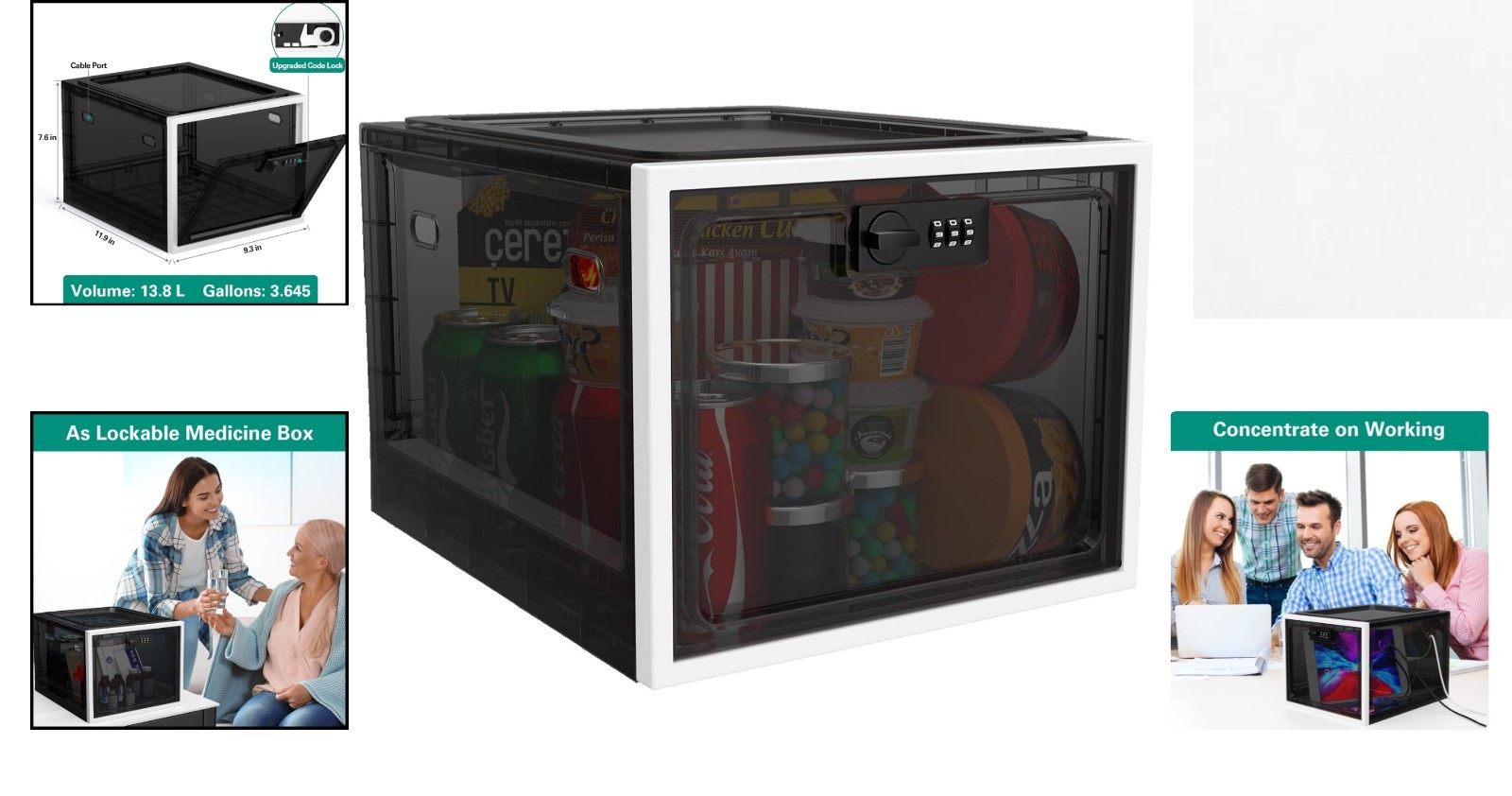 Large Black Lock Box for Medication, Snacks & Personal Items – Maximum Safety