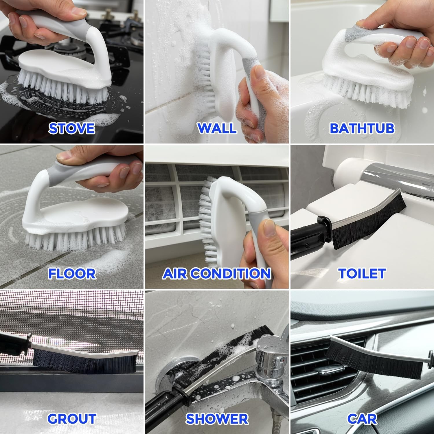 Scrub Brush – 6 Pack, Scrub Brushes for Cleaning, Heavy-Duty Scrub Brush, Stiff