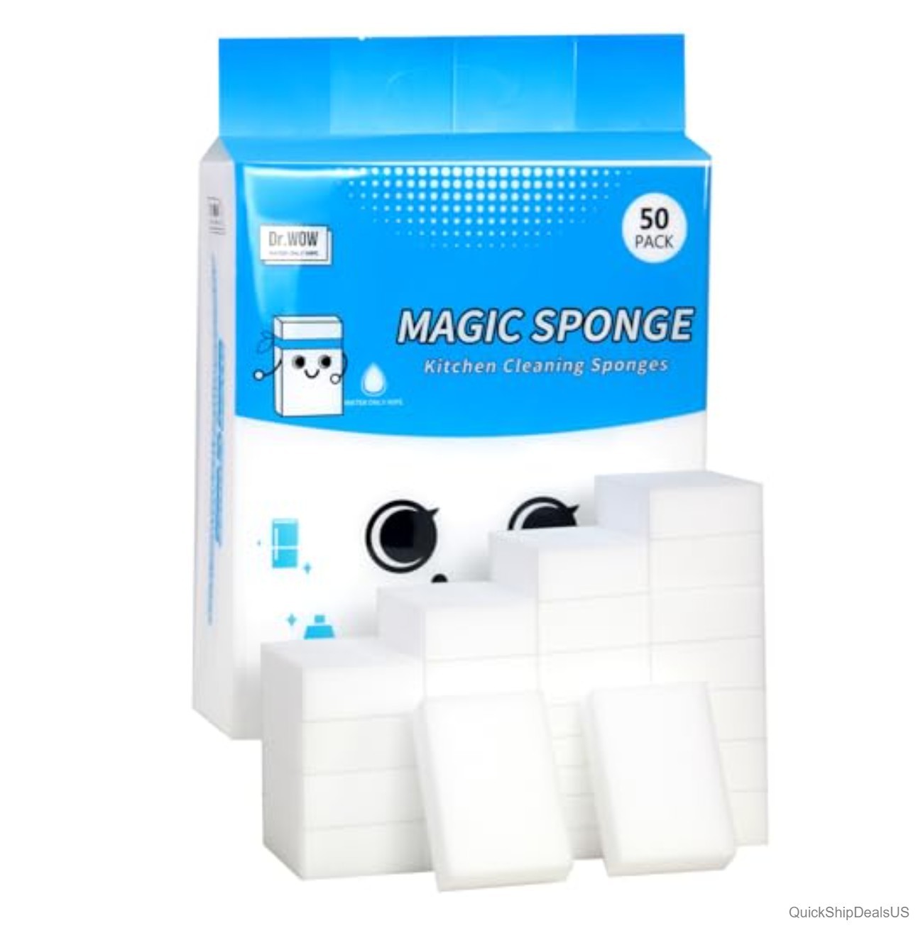 Extra-Thick Melamine Sponge Erasers 50 Count Water Activated Non-Scratch