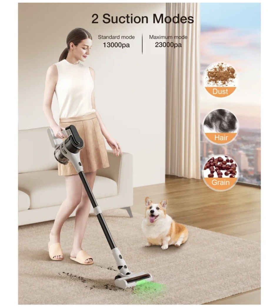 Moosoo Cordless Vacuum Cleaner, 55 mins max runtime, 23KPa Suction S5 Mate