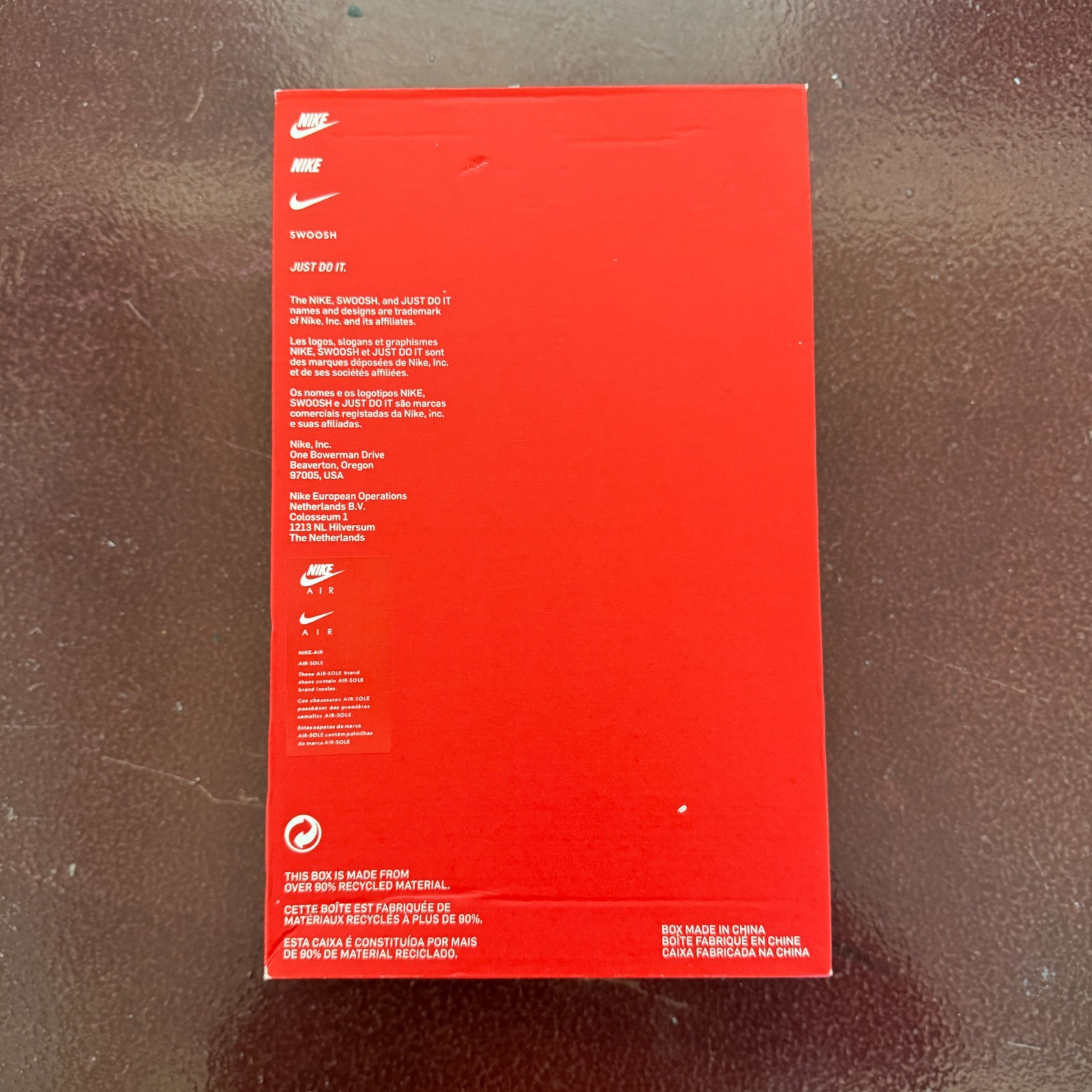 Nike Empty Shoe Box Red White Swoosh Original Packaging Size 8 9 WMNS BOX ONLY