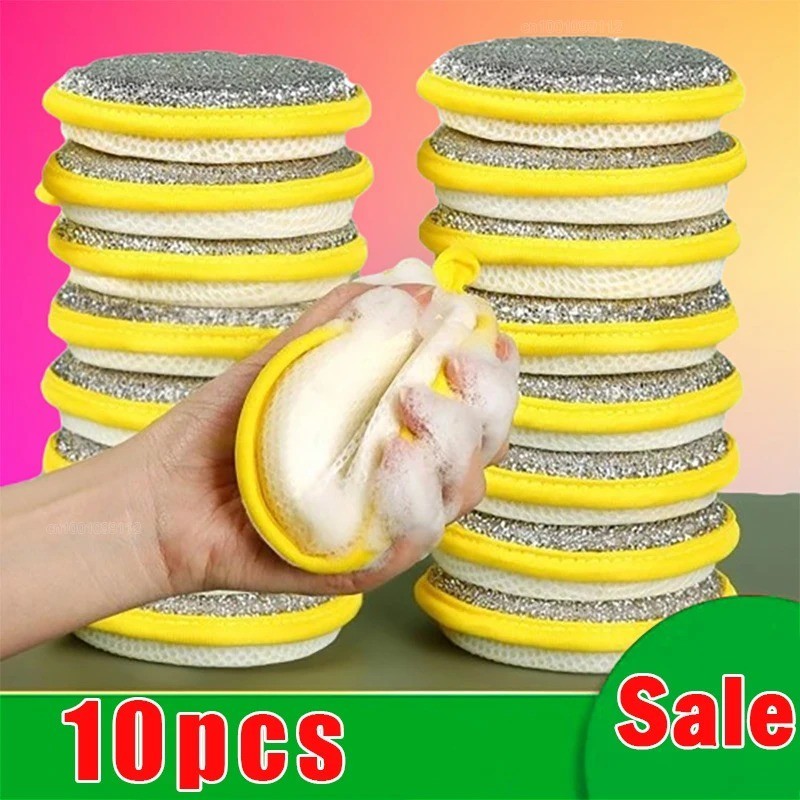 Double-Sided Scouring Pads Dish Pan Washing Sponge Kitchen Cleaning Tool 5/10/20