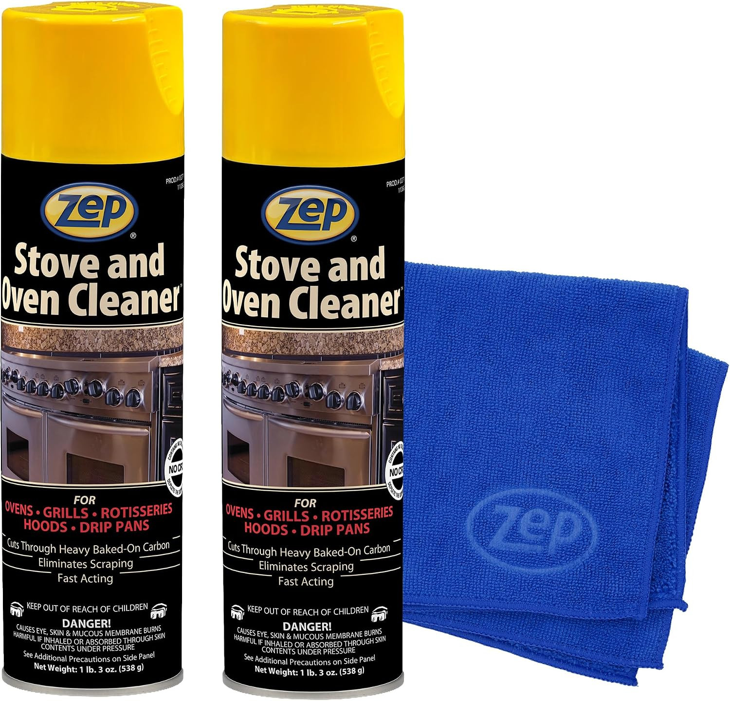 Stove & Oven Cleaner 19 Oz (2 Pack) + Blue Microfiber Rag | One 2-Pack of 19 Oz