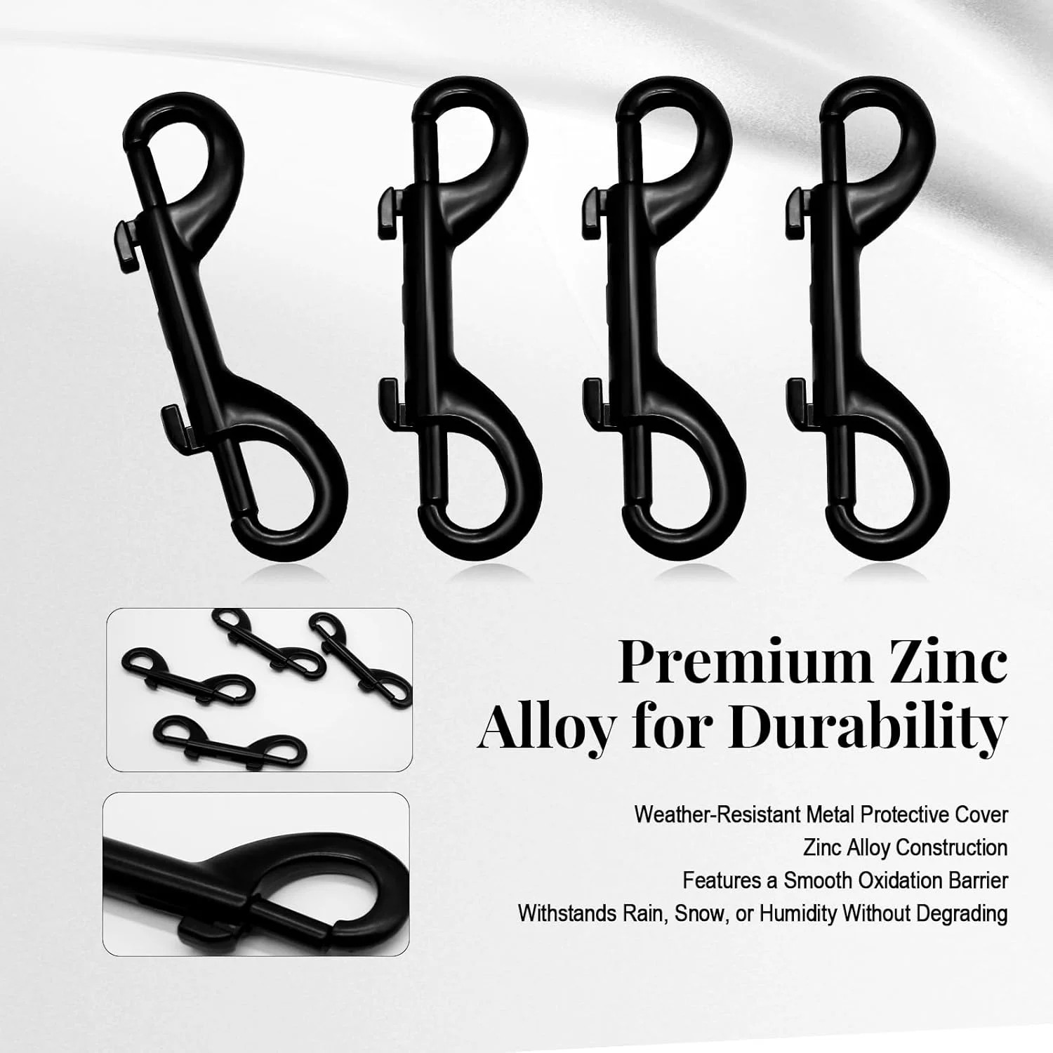 Heavy Duty Double Ended Snap Hooks, 3.5 Inch Zinc Alloy Trigger Clips with Stain