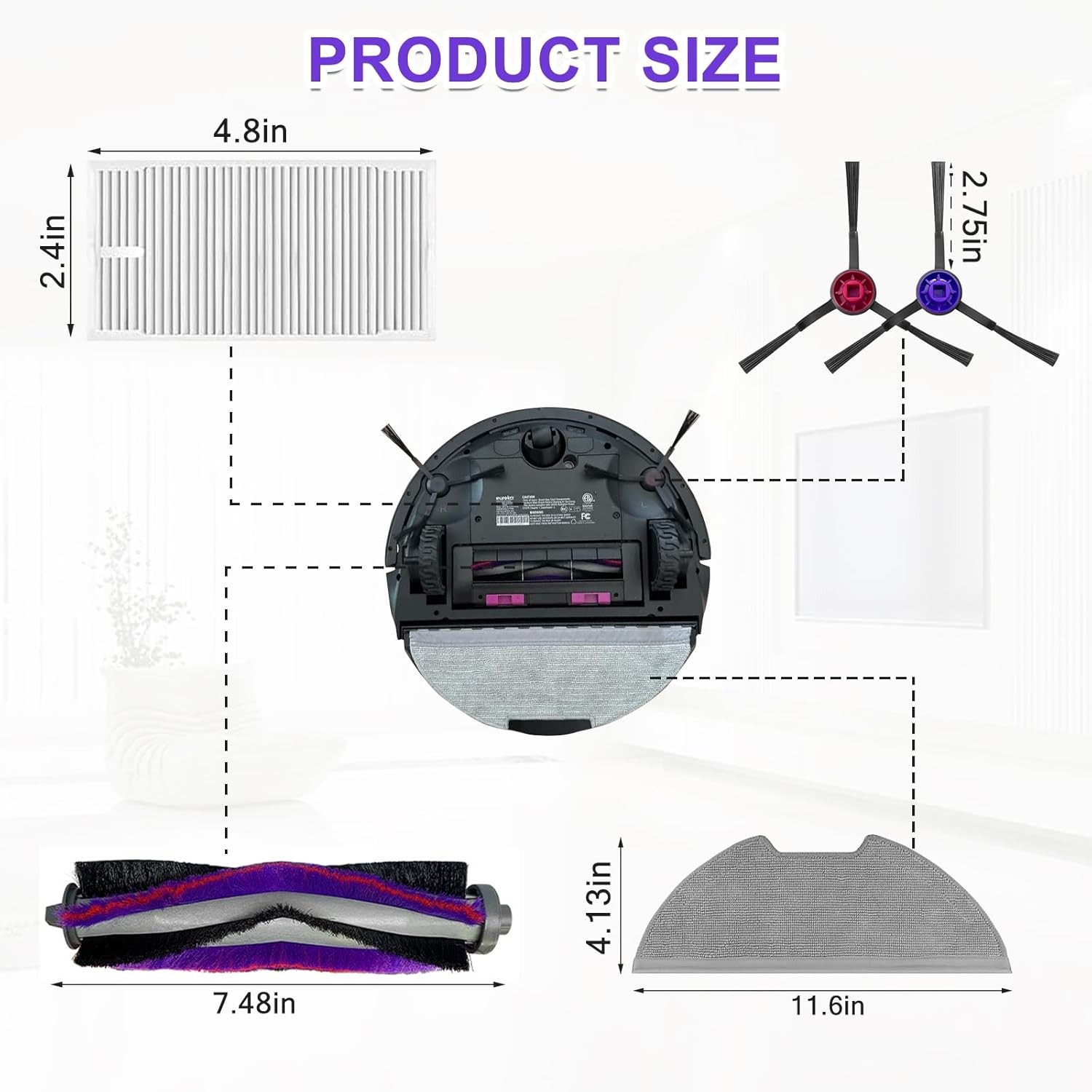 Replacement Parts Kit for Eureka E10s/E20 Plus Robot Vacuum Cleaner,1 Main…