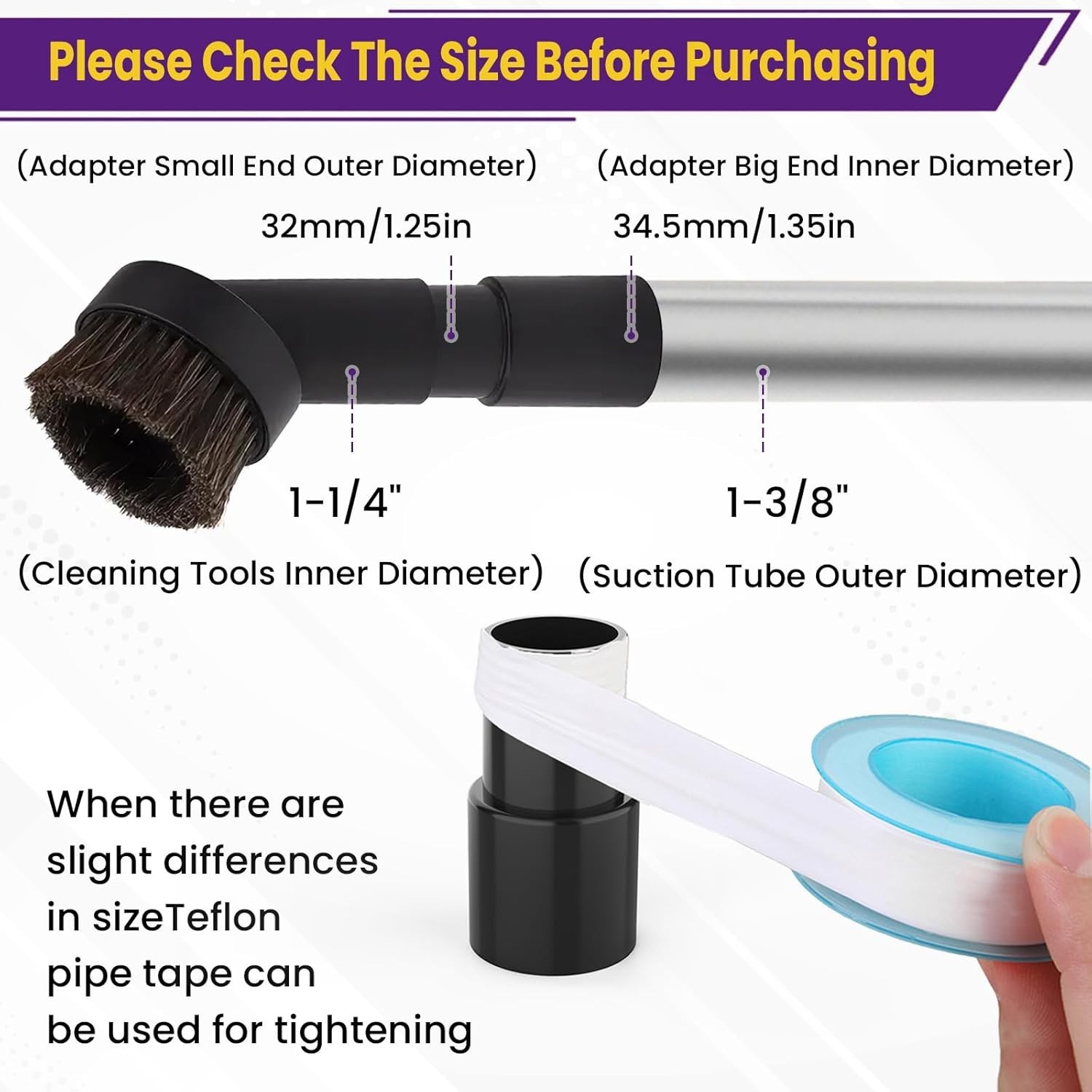 Black Plastic Vacuum Hose Connector Reducer – Connects 1-3/8″ OD to 1-1/4″ ID