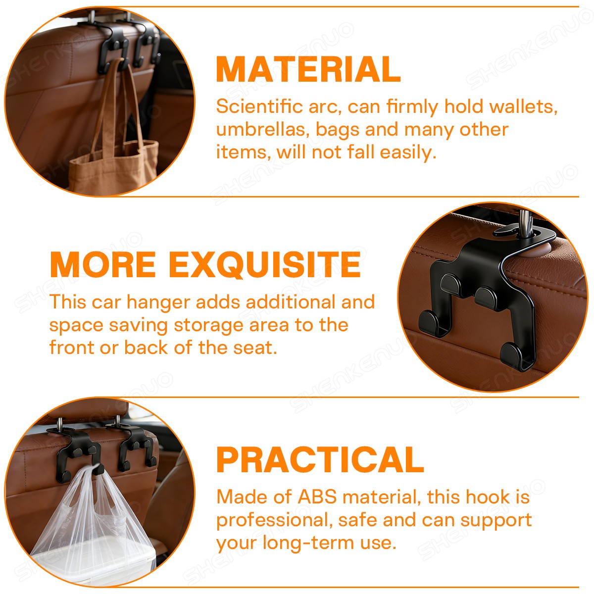 Car Seat Back Headrest Hooks Hanger Holder Hook for Bag Purse Cloth Grocery Cup