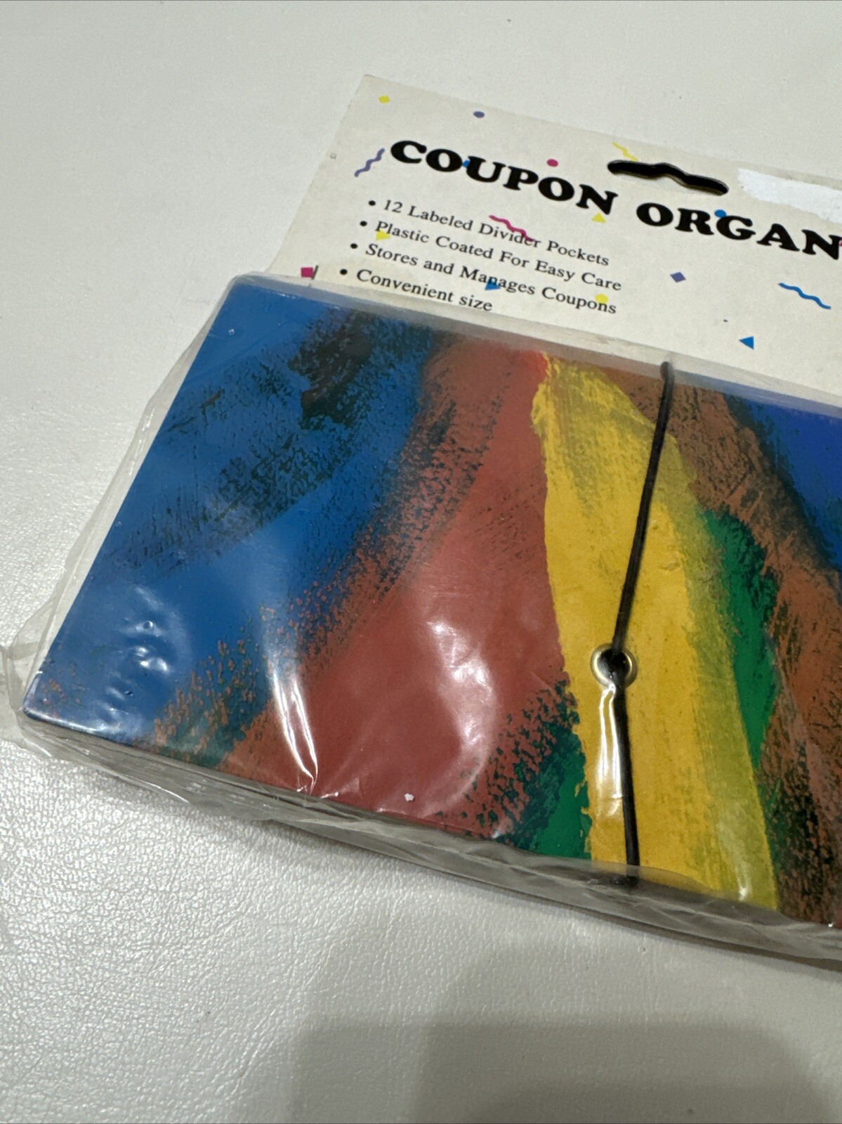 Vintage NOS Coupon Organizer 12 Labeled Divider Pockets 80’s Paint Multicolored