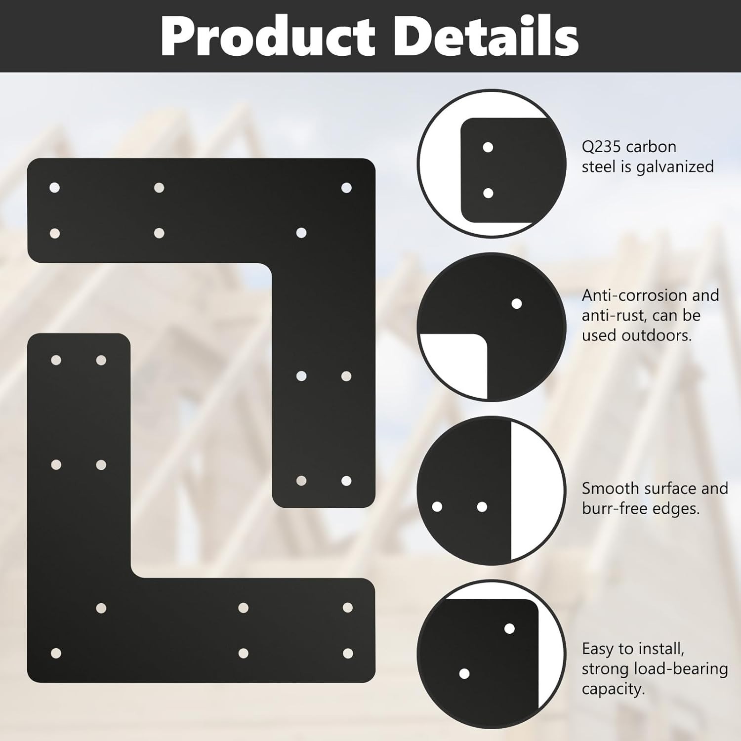 4 Pcs Post to Beam Connector, 10*10 Inch Timber Brackets for 4�4, 6×6 with
