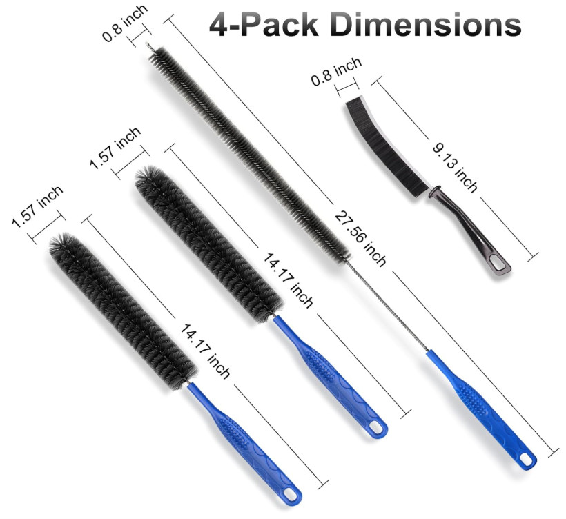3PCS Drain Brush Set Refrigerator Coil Cleaning Brush Kitchen Sink Drain Cleaner