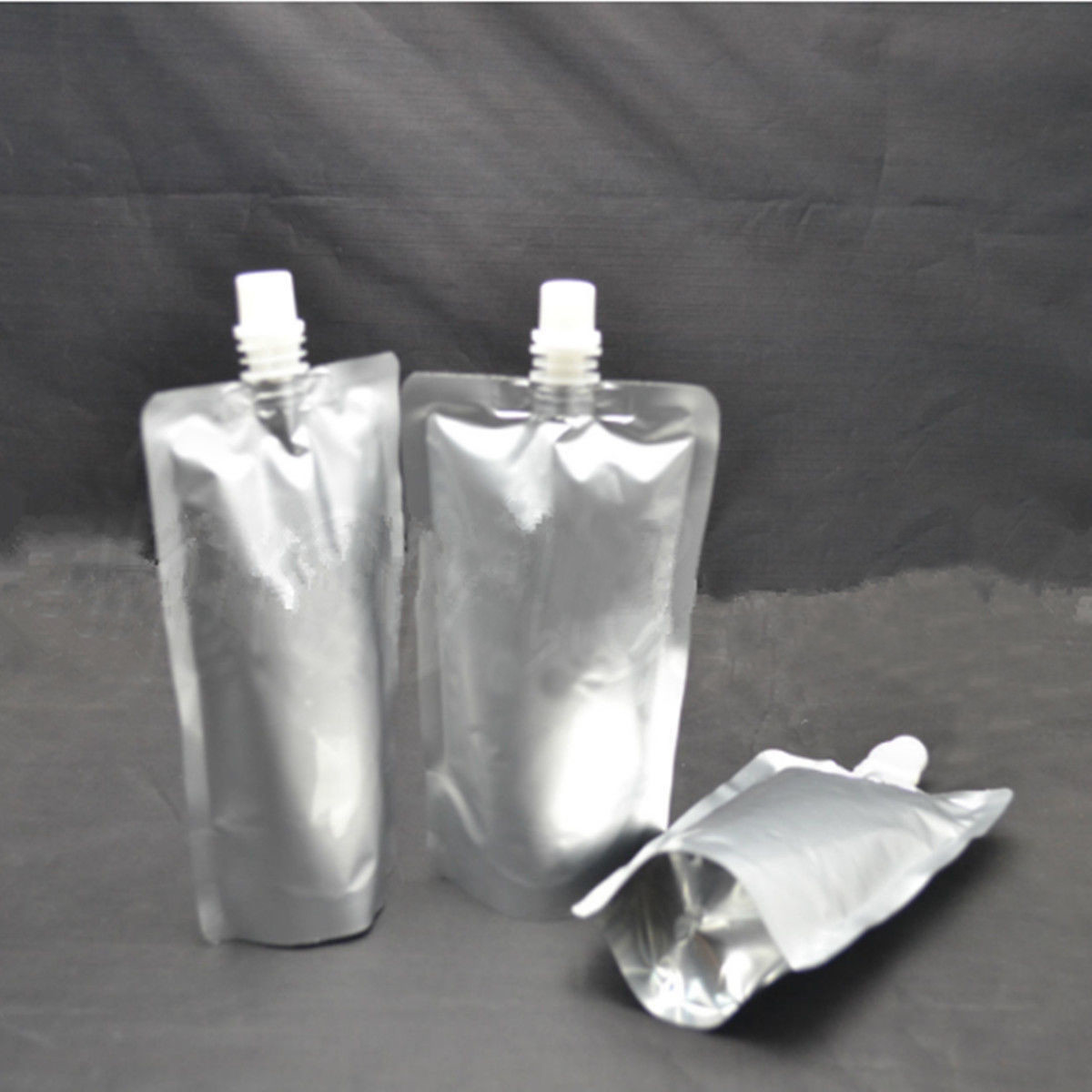 150~500ml Foil Spout Bag Stand Up Pouches Liquid Bag Flask Pouch With Cap Silver