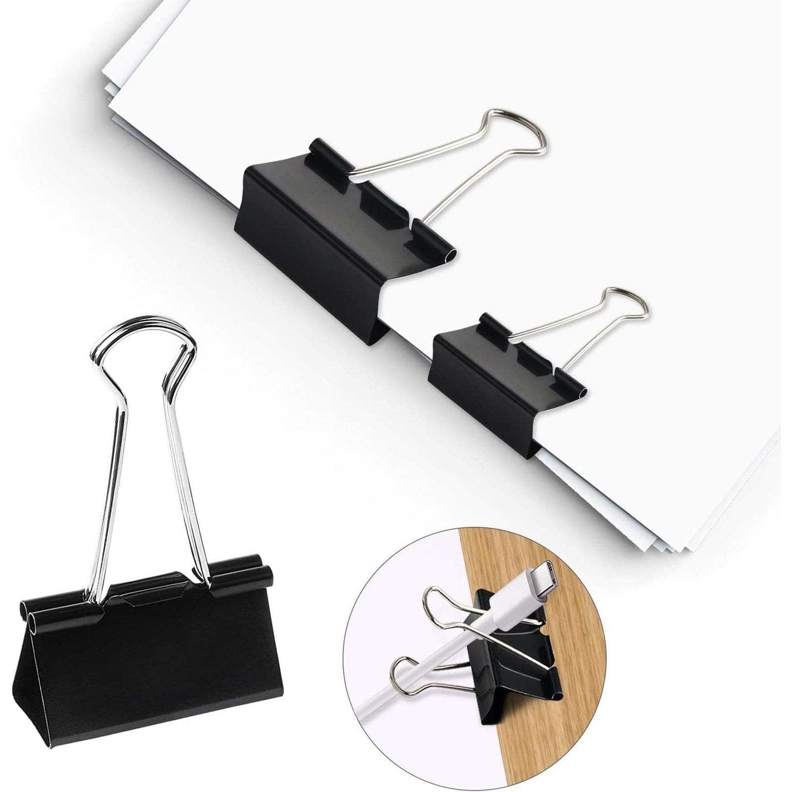 SANNIX 75 PCS Mini Binder Clips, 3/4 inch 19mm Clips 0.75 inch, Black