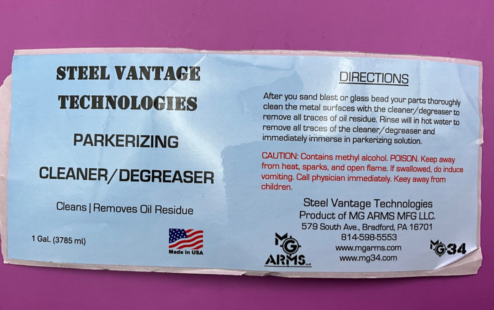 GALLON PARKERIZING CLEANER DEGREASER GUNMSMITH KNIFE AUTOMOTIVE RESTORATION