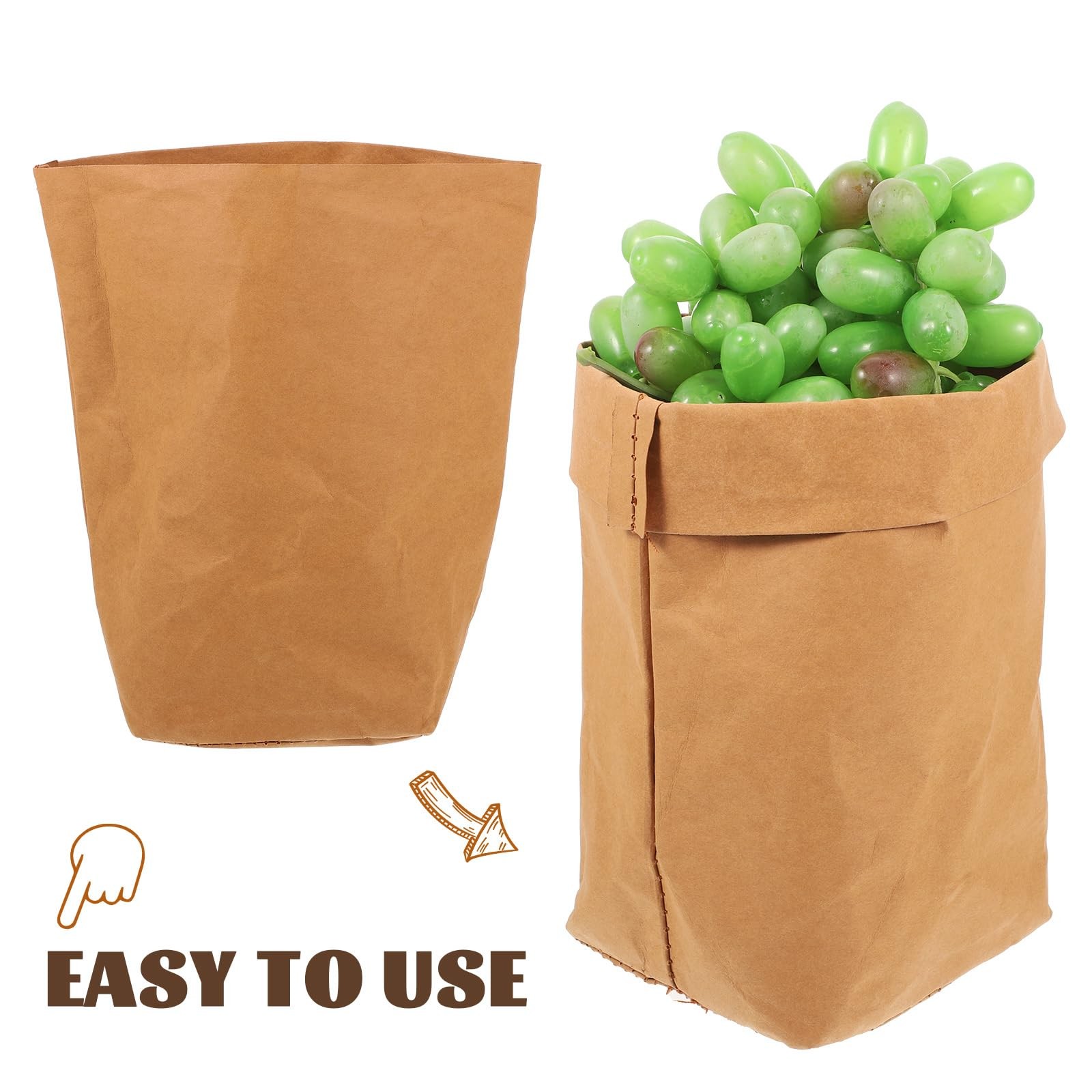 MAGICLULU Washable Kraft Paper Storage Bags for Food 23X22CMx3pcs, Brownx3pcs